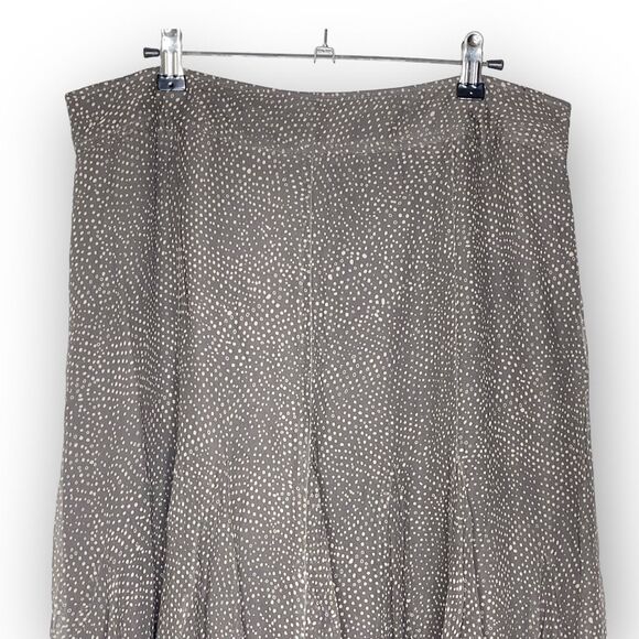 Charter Club Brown Beige Silk Flared Pleated Lined Midi Skirt Women’s Size 14 - Picture 3 of 11